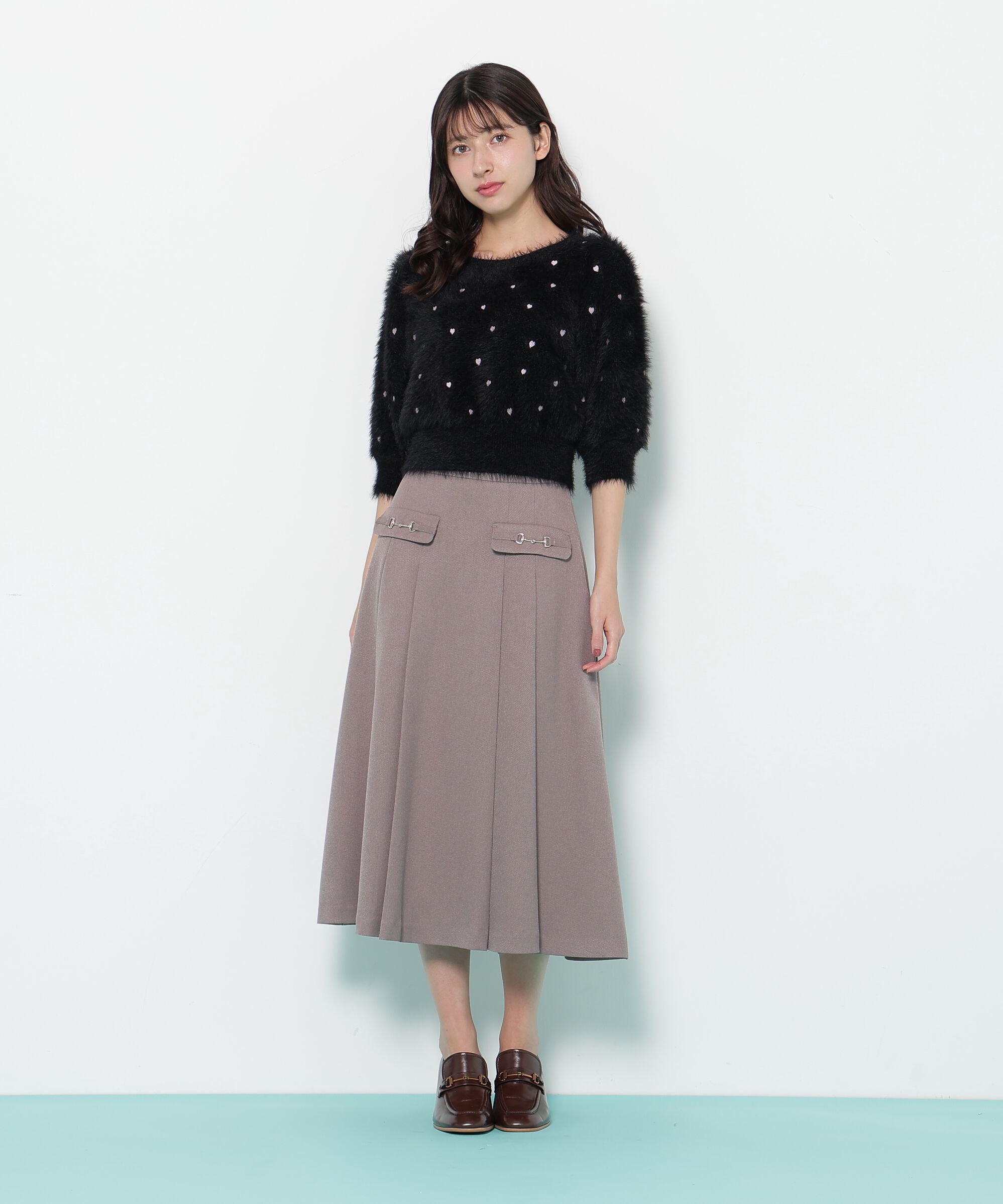  「ハート刺繍シャギーニット」|ニット・セーター|