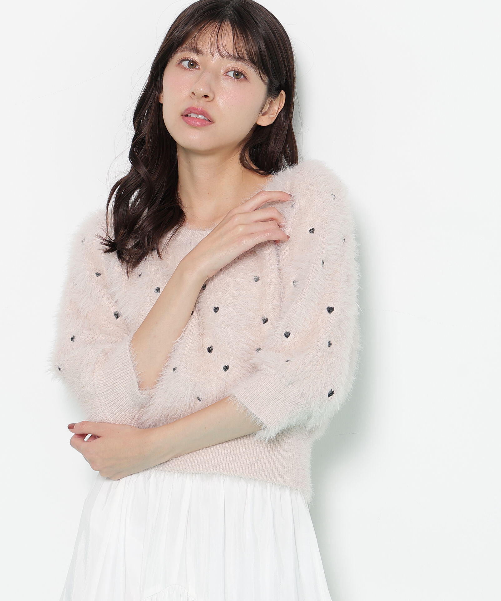  「ハート刺繍シャギーニット」|ニット・セーター|