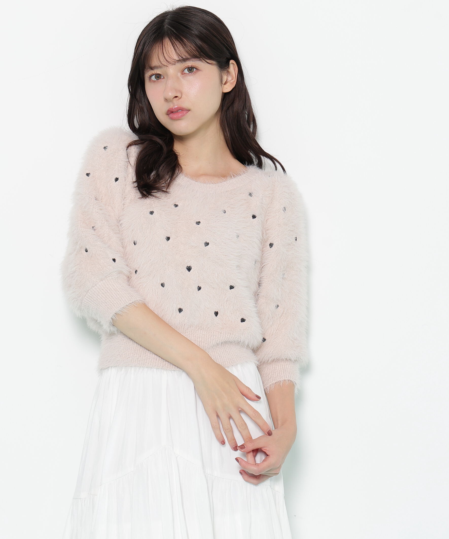  「ハート刺繍シャギーニット」|ニット・セーター|