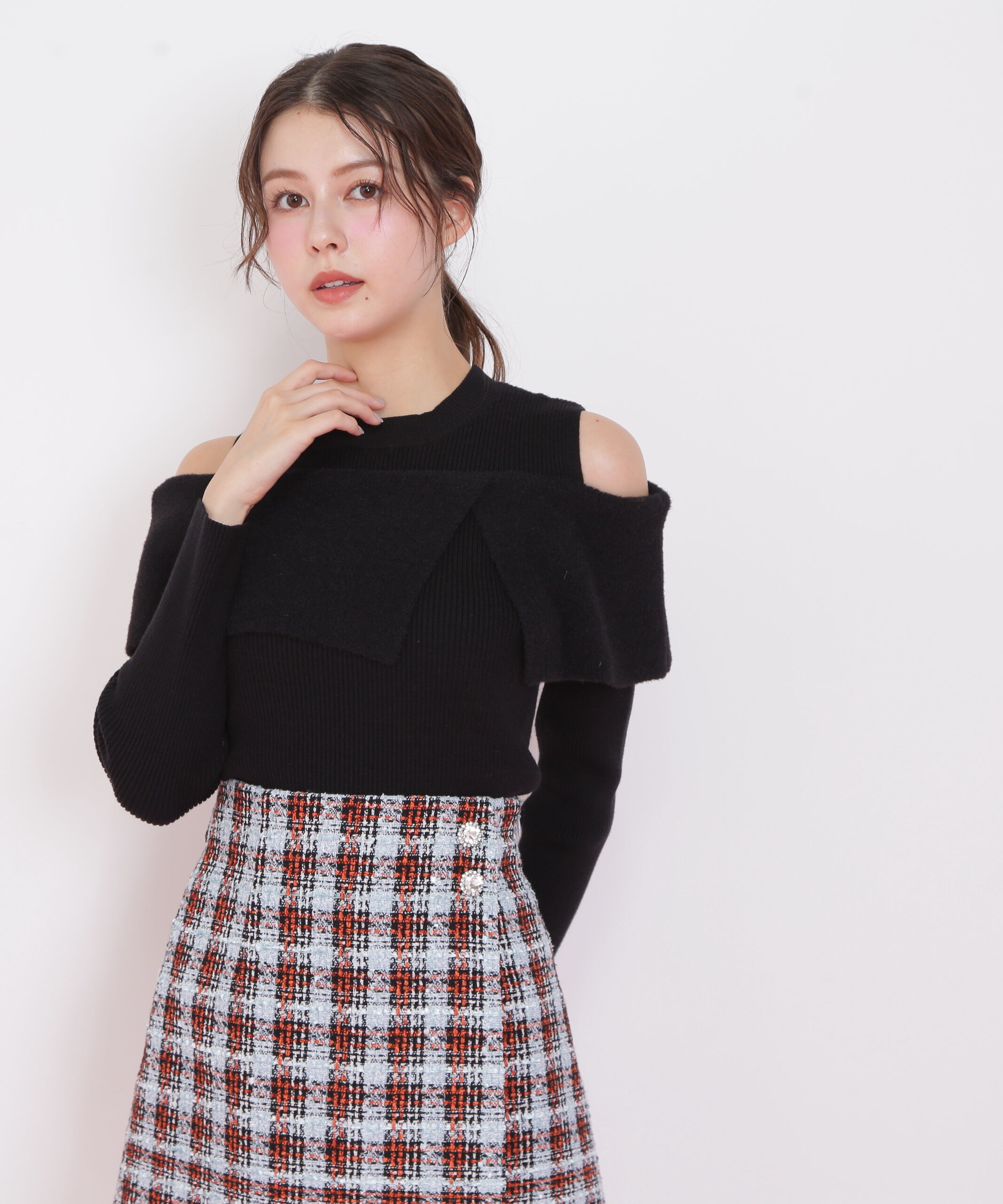  「ミニフェザーケープニット」|ニット・セーター|