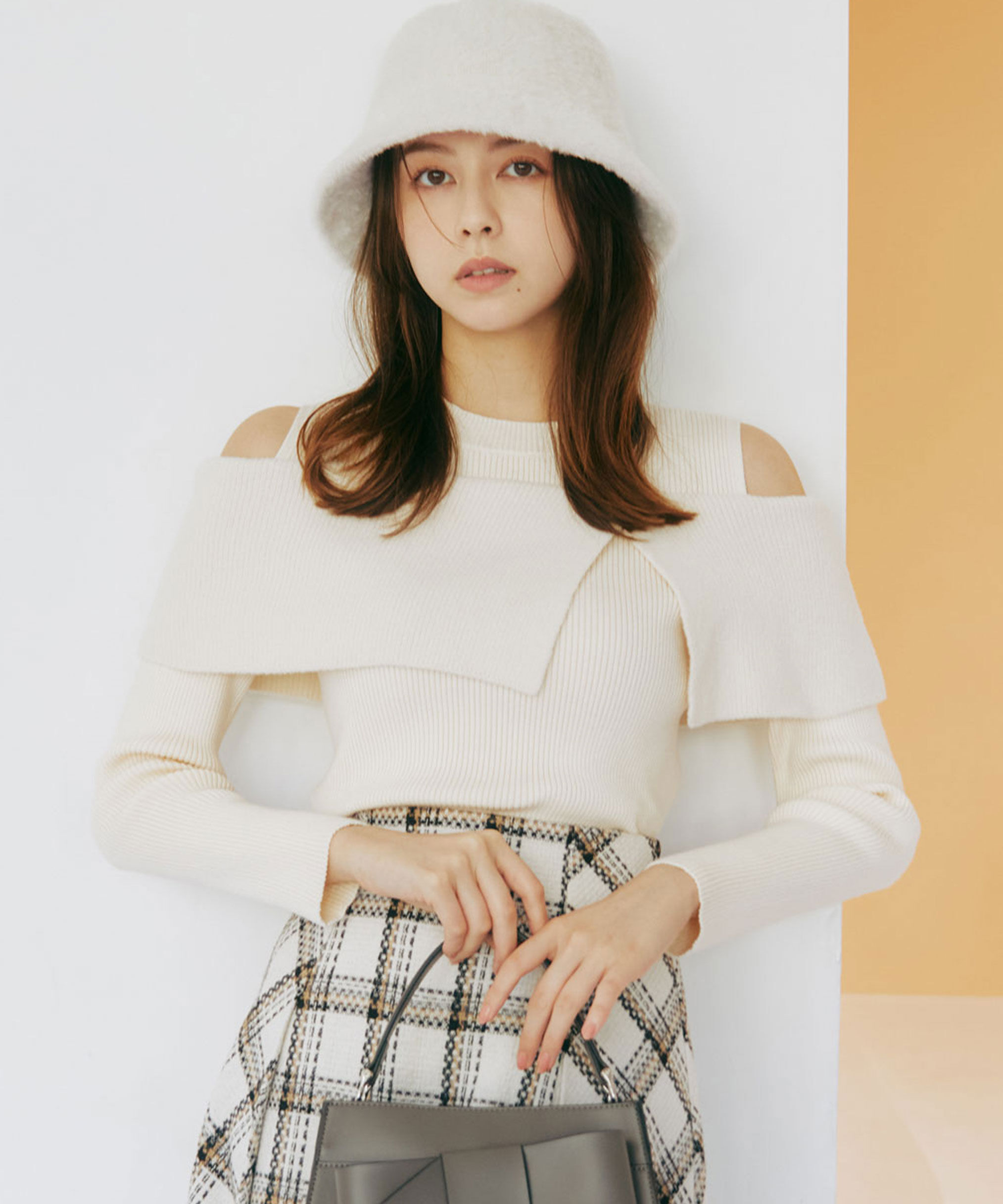  「ミニフェザーケープニット」|ニット・セーター|ホワイト