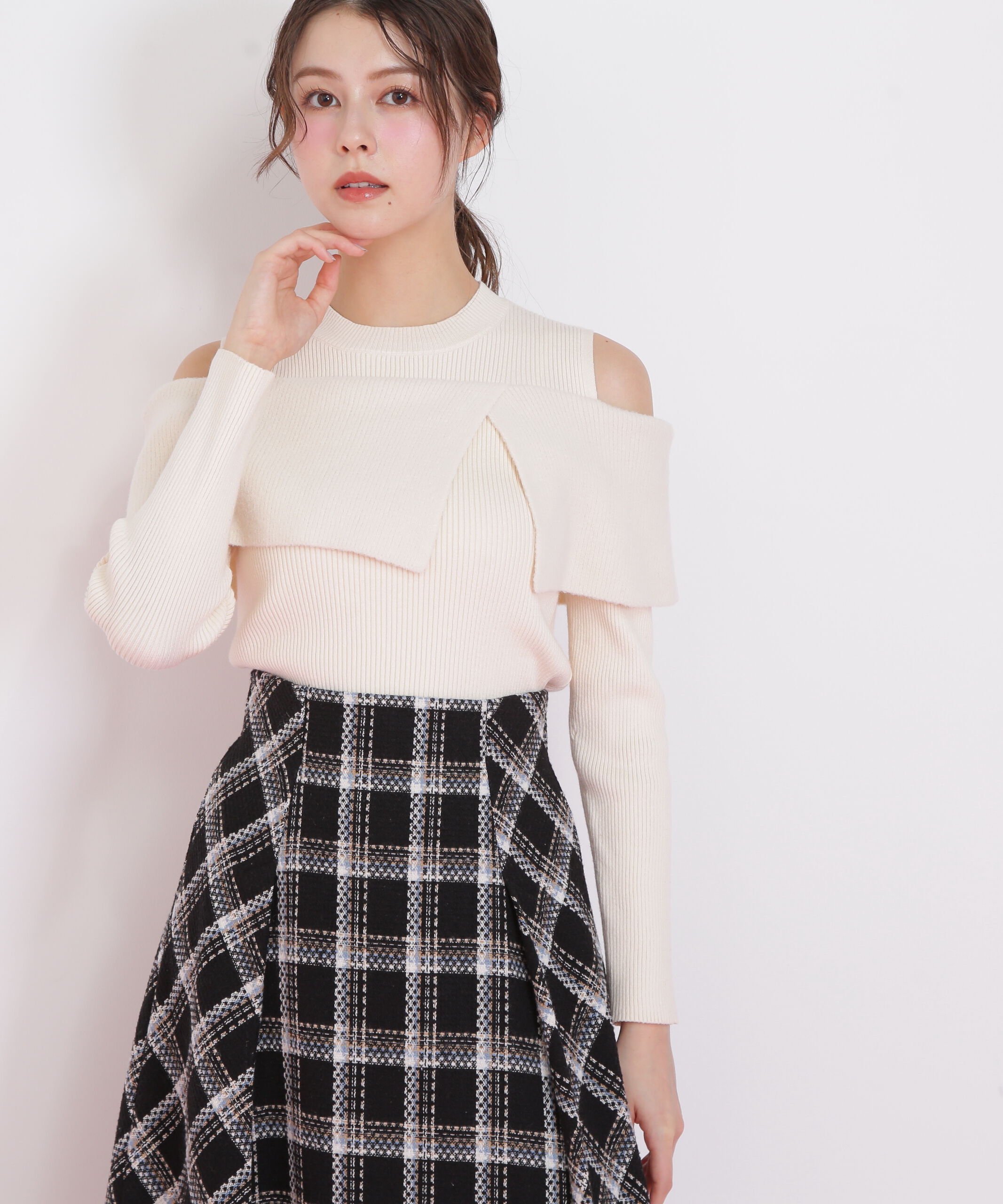  「ミニフェザーケープニット」|ニット・セーター|