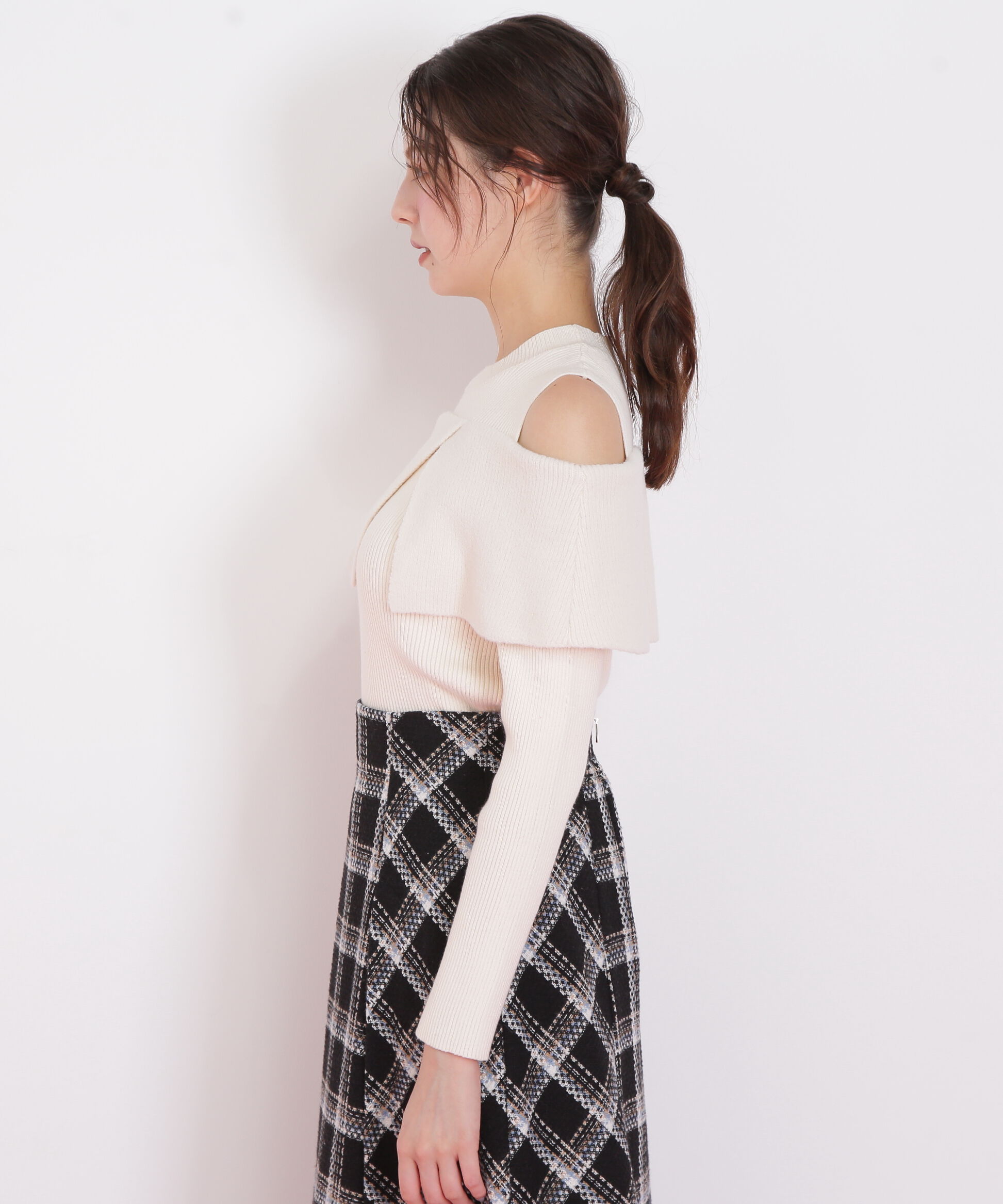  「ミニフェザーケープニット」|ニット・セーター|