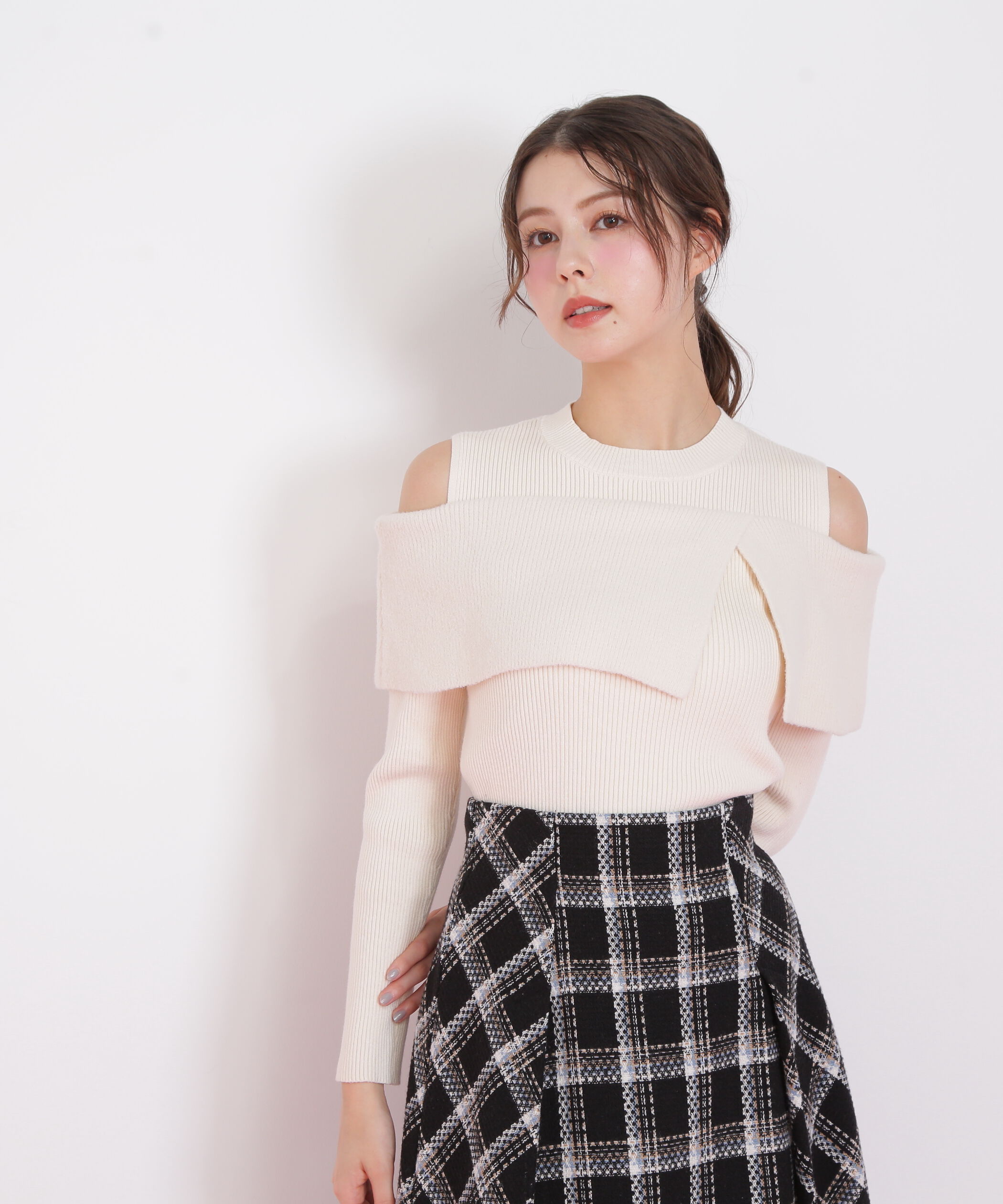  「ミニフェザーケープニット」|ニット・セーター|