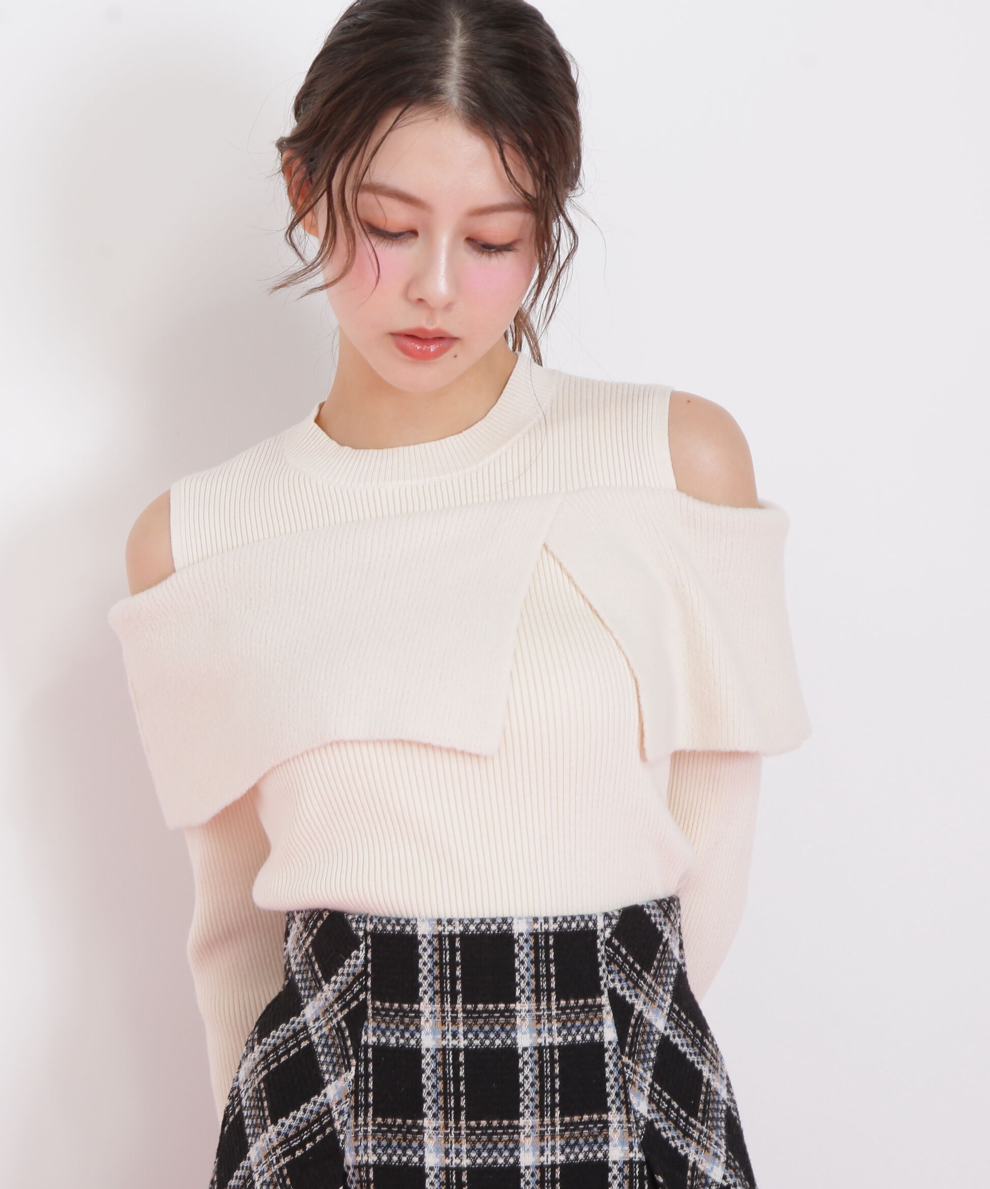  「ミニフェザーケープニット」|ニット・セーター|