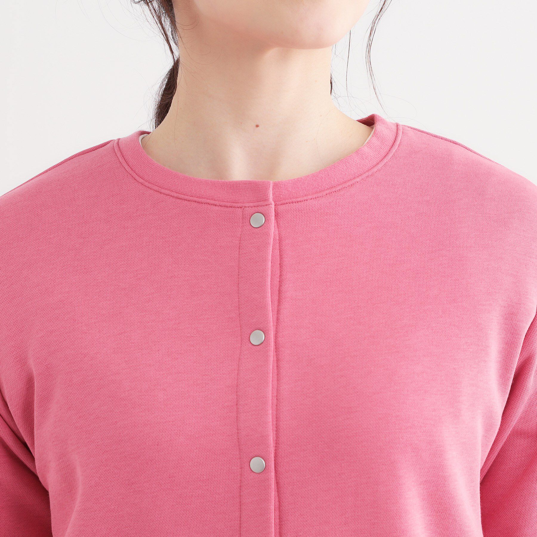 SHOO･LA･RUE「【洗える/S-LL】大人カジュアルコーデに ミニ裏毛スナップカーディガン」|カーディガン|