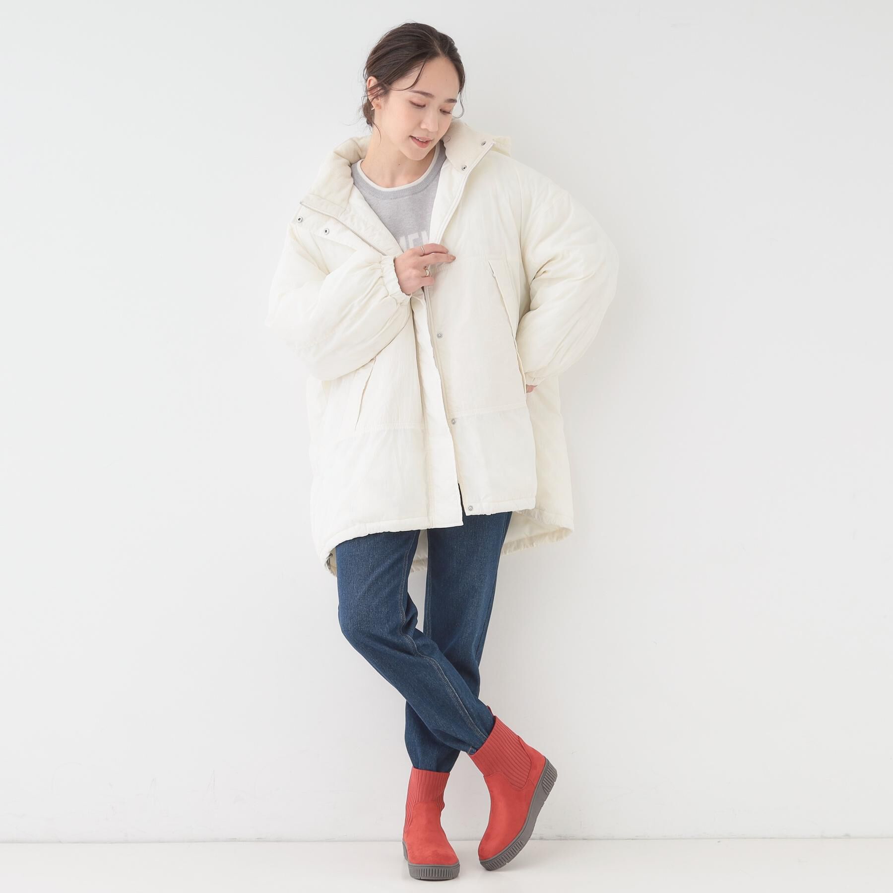 SHOO･LA･RUE「【撥水/低反発クッション】すっぽりラクラク はきぐちニットブーツ」|ショートブーツ|