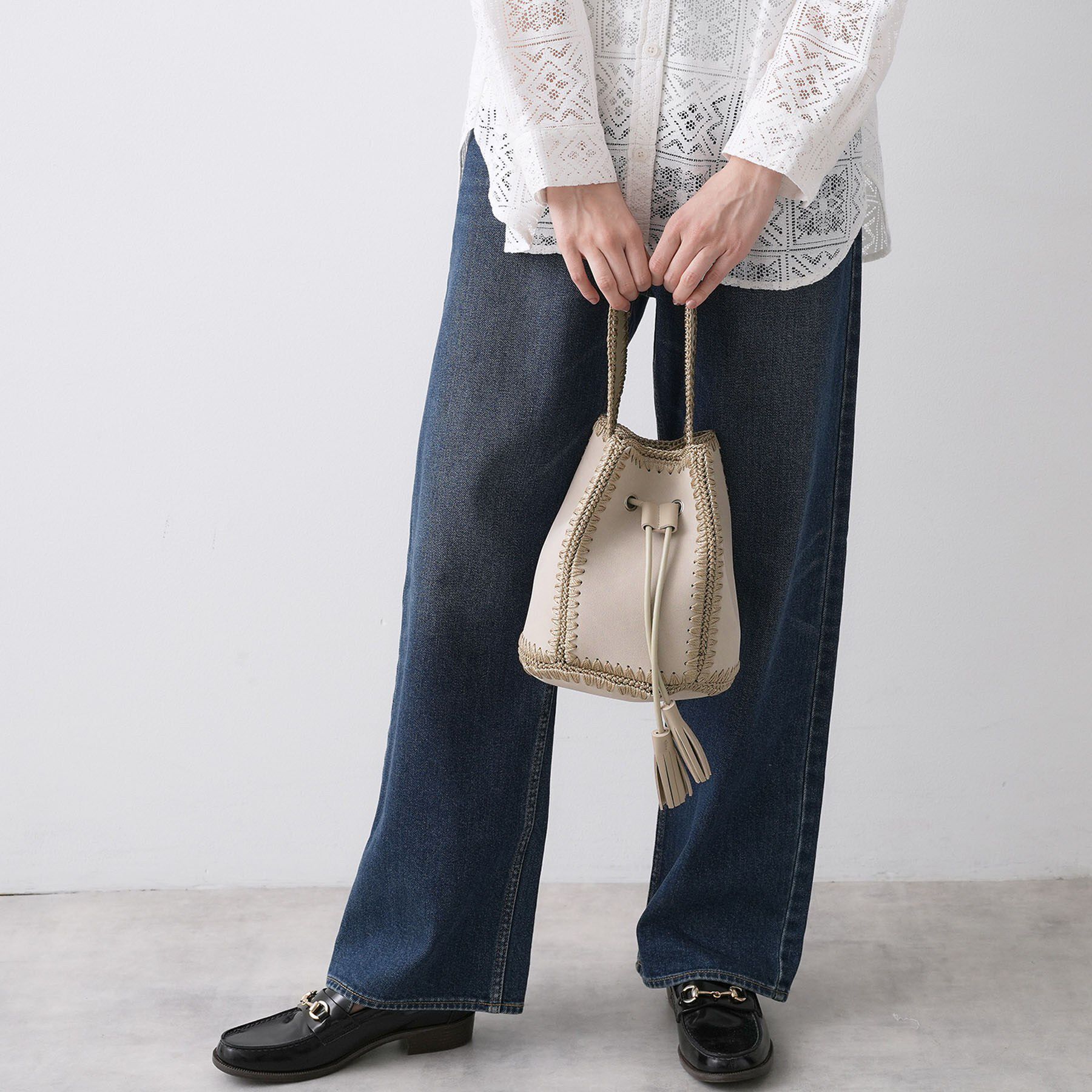 Dessin「【軽量】スエードライク巾着バケツバッグ」|ハンドバッグ|ライトベージュ(05