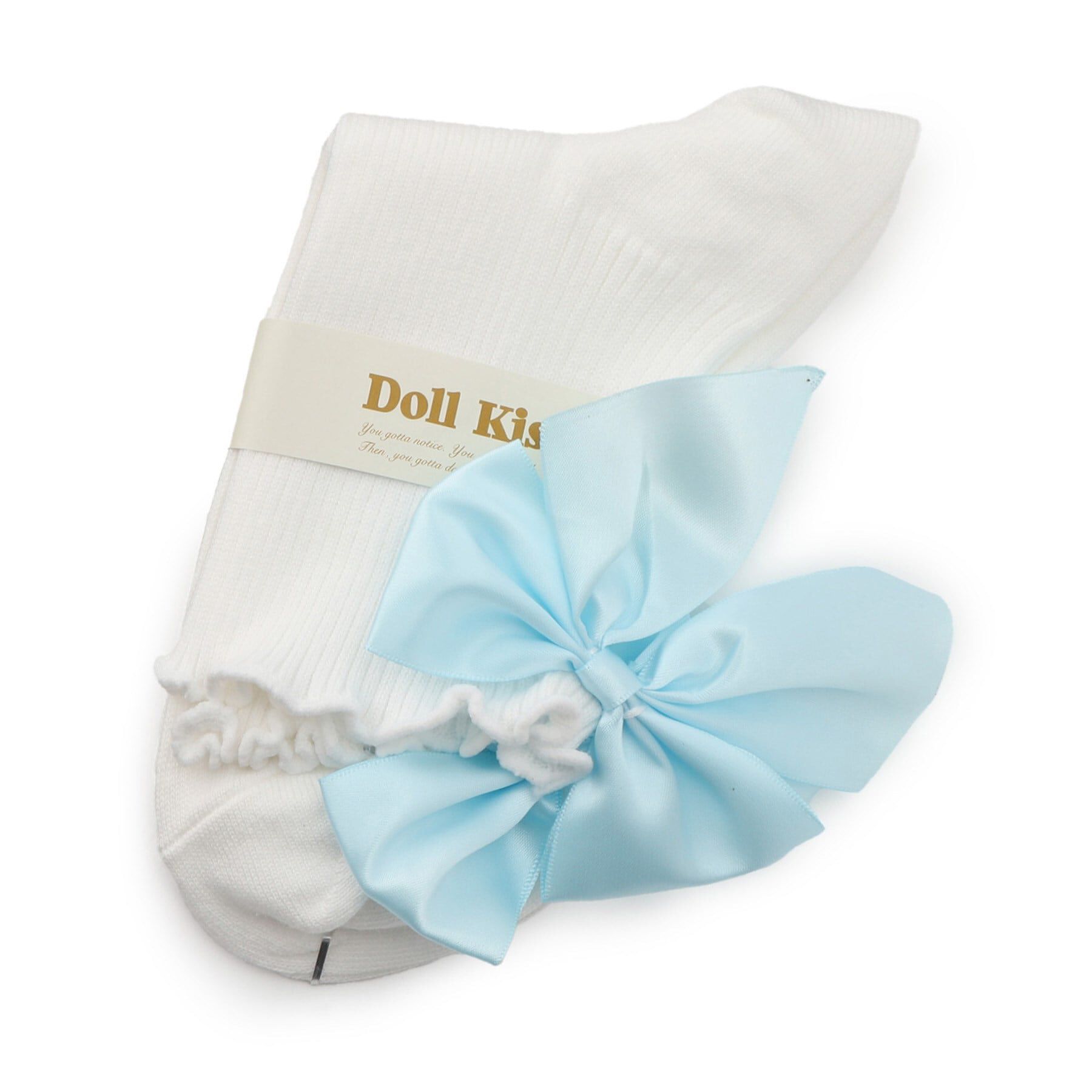 Doll Kiss「９色展開◆BIGリボン付きクルーソックス　靴下」|ソックス|ブルー(092)
