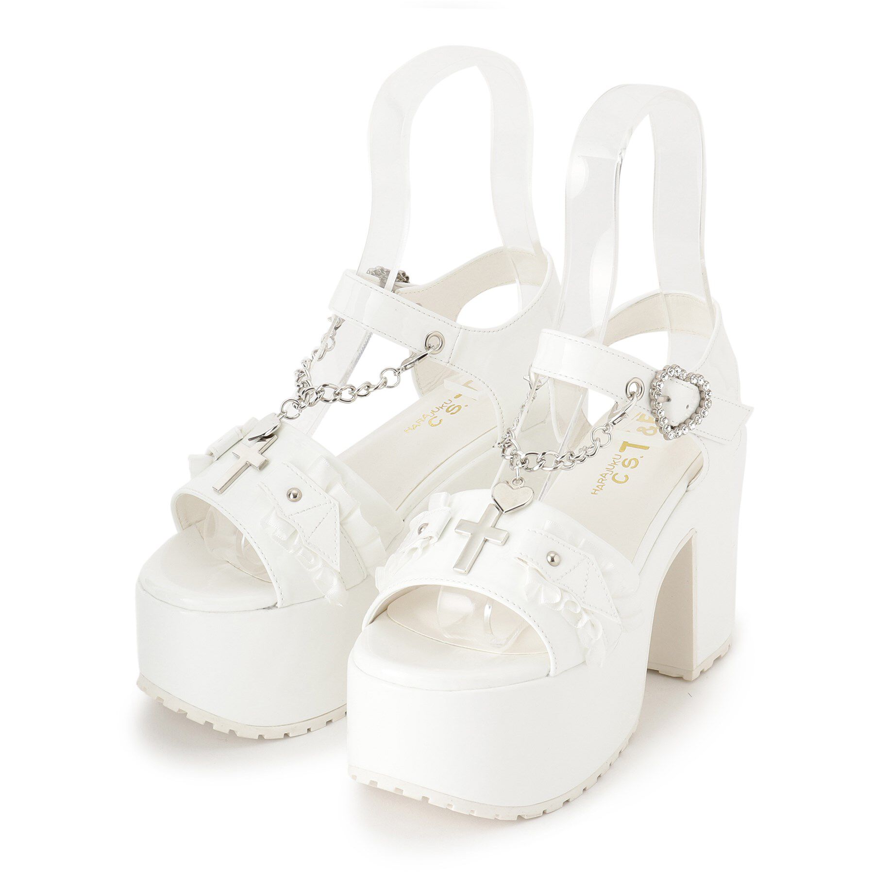 csT&P「厚底ハートチェ―ン付き十字架サンダル」|サンダル|ホワイト(201)