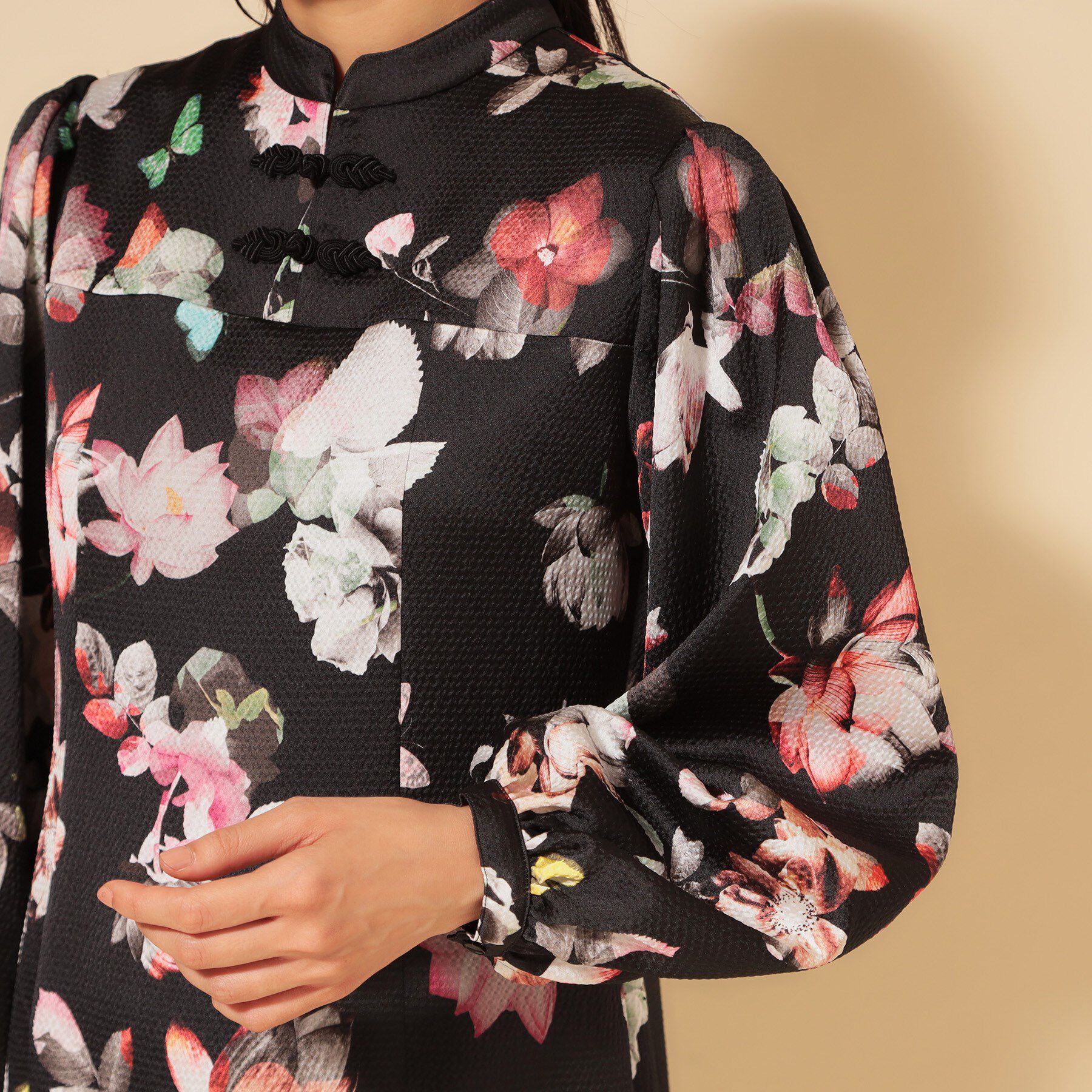 SunaUna「【COLLECTION LINE】チャイナ花柄ワンピース」|ワンピース|