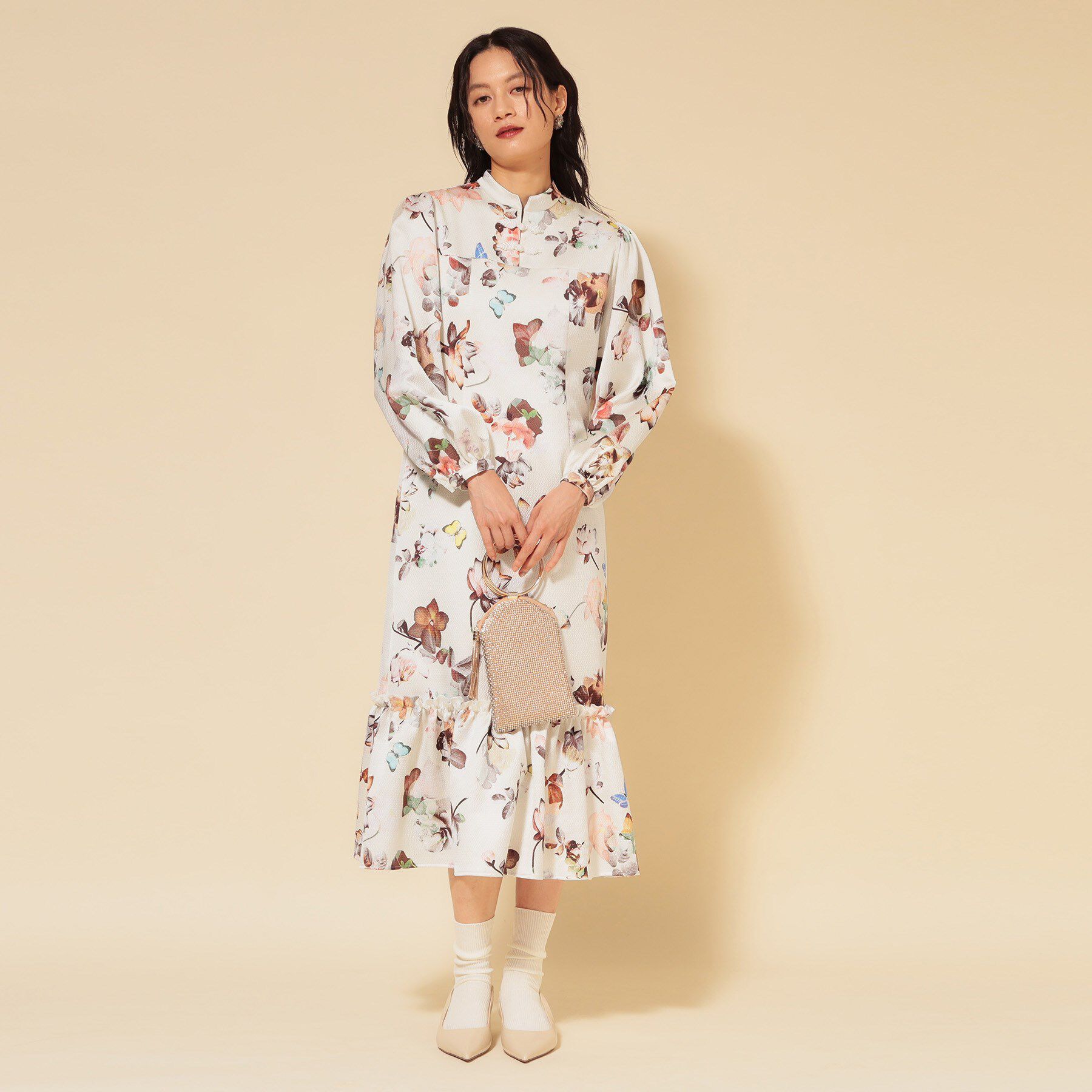 SunaUna「【COLLECTION LINE】チャイナ花柄ワンピース」|ワンピース|