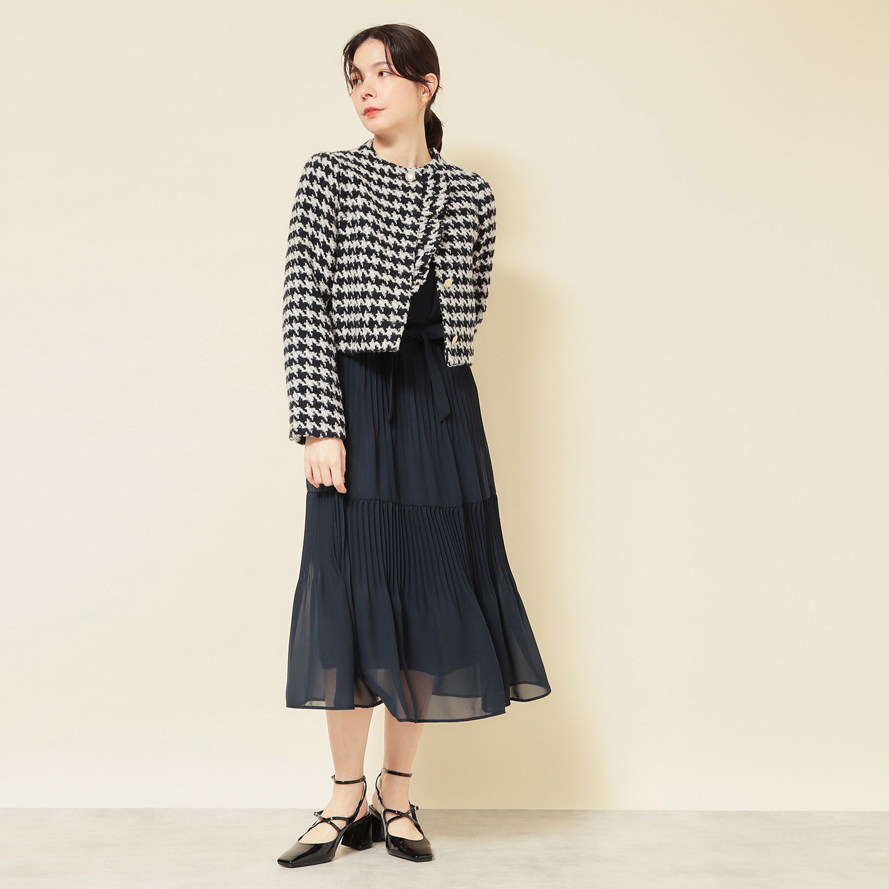 SunaUna「【COLLECTION LINE】ツイードラッフルジャケット」|ノーカラージャケット|