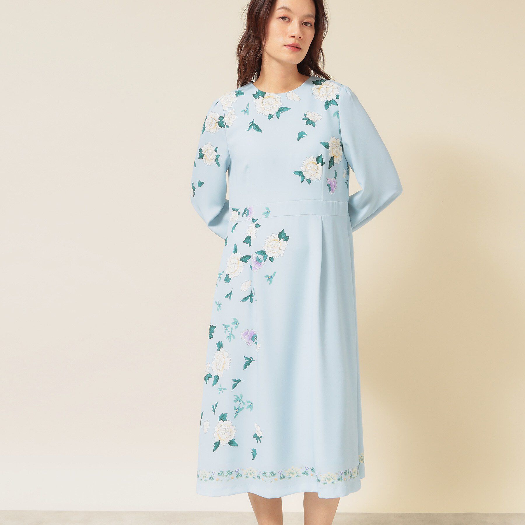 SunaUna「【co creation and yours／SS～L】オリエンタルプリントワンピース」|ワンピース|ブルー(191)