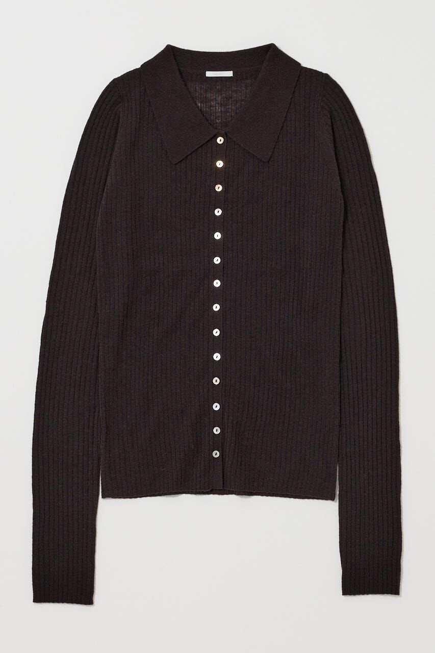 MOUSSY「SHEER KNIT SHIRT シャツ」|ニット・セーター|BLK