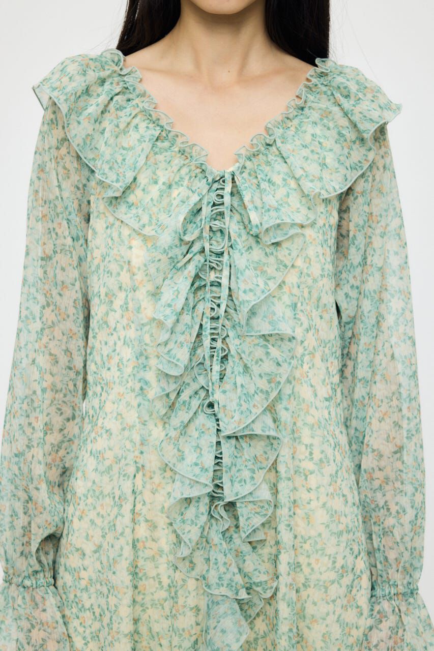 MOUSSY「RUFFLE CHIFFON MAXI ドレス」|ワンピース|