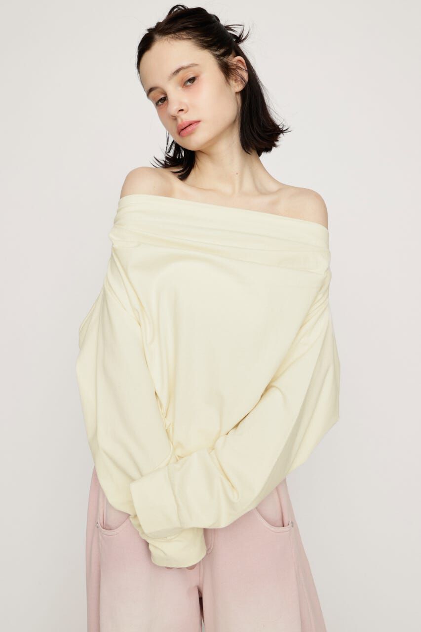 SLY「TUCKED OFFSHOULDER トップス」|パーカー|L/YEL1