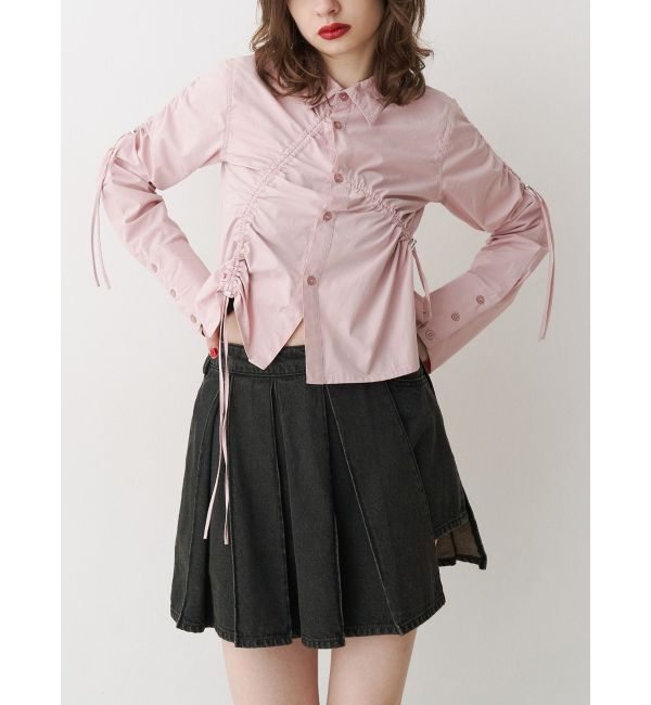 jouetie「アシメドロストギャザーシャツ」|シャツ・ブラウス|ピンク