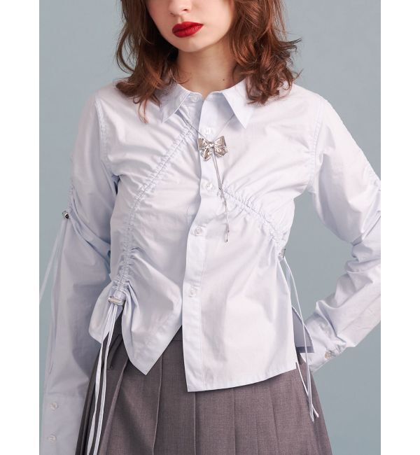 jouetie「アシメドロストギャザーシャツ」|シャツ・ブラウス|ブルー