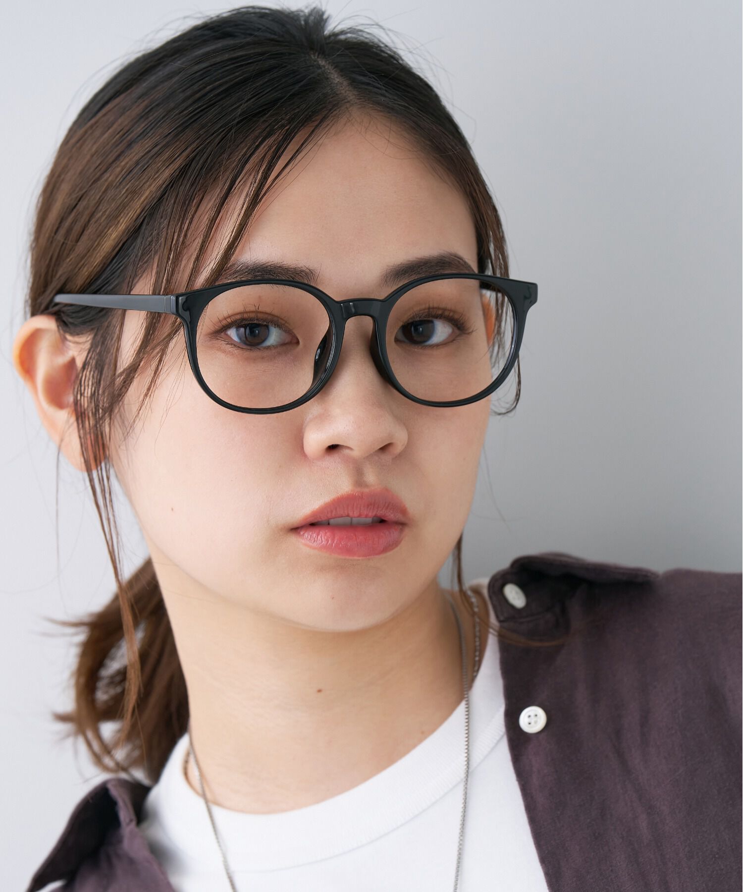  「ボストン型 メガネ｜中顔面短縮みえメガネ｜軽量 クリアフレーム 黒縁フレーム｜CLASSIC レンズ交換券付き」|メガネ|ブラック