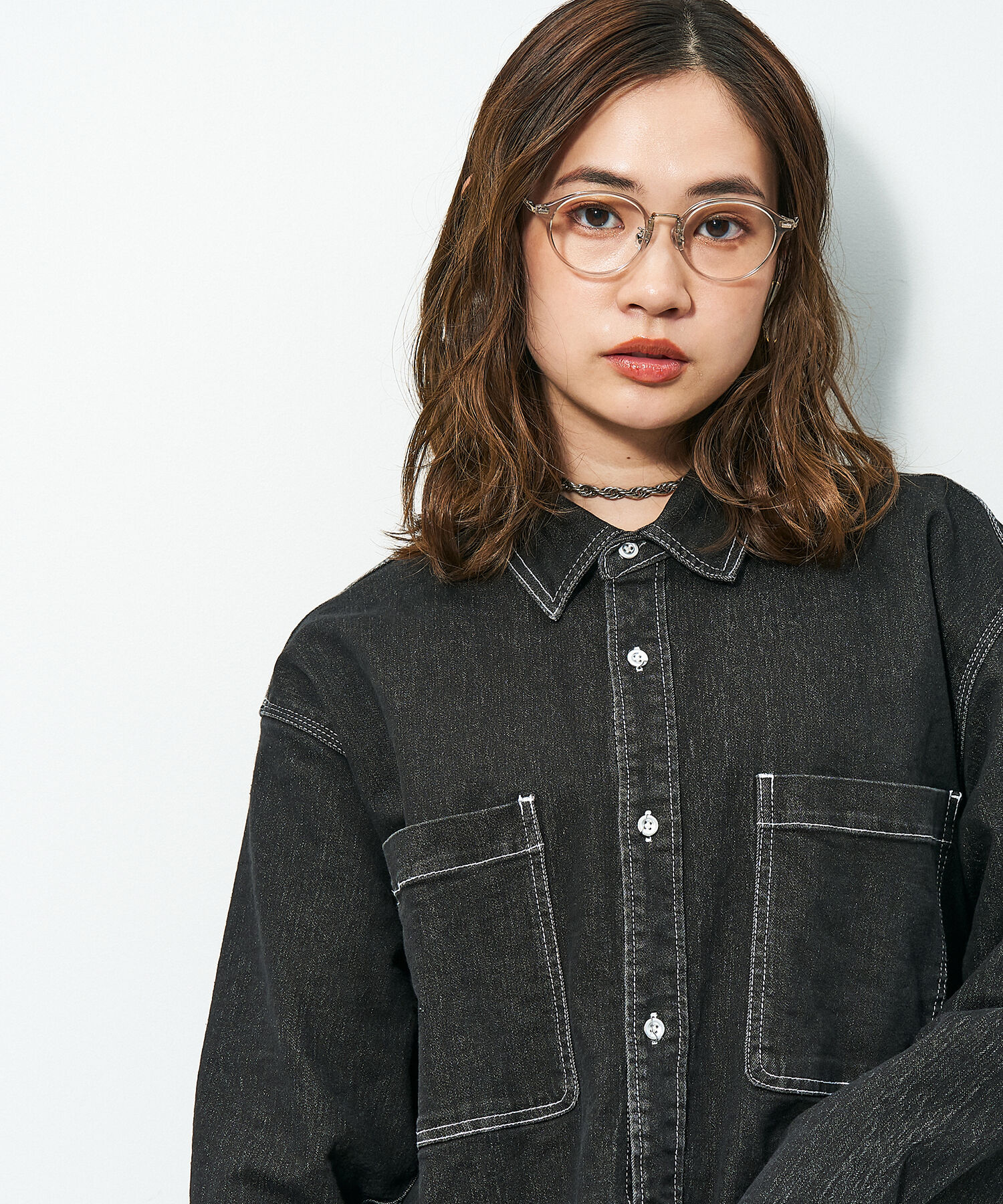  「Zoff｜STUDIO SEVEN｜ボストン型 メガネ｜コンビフレーム メタル クリアフレーム レンズ交換券付き」|メガネ|