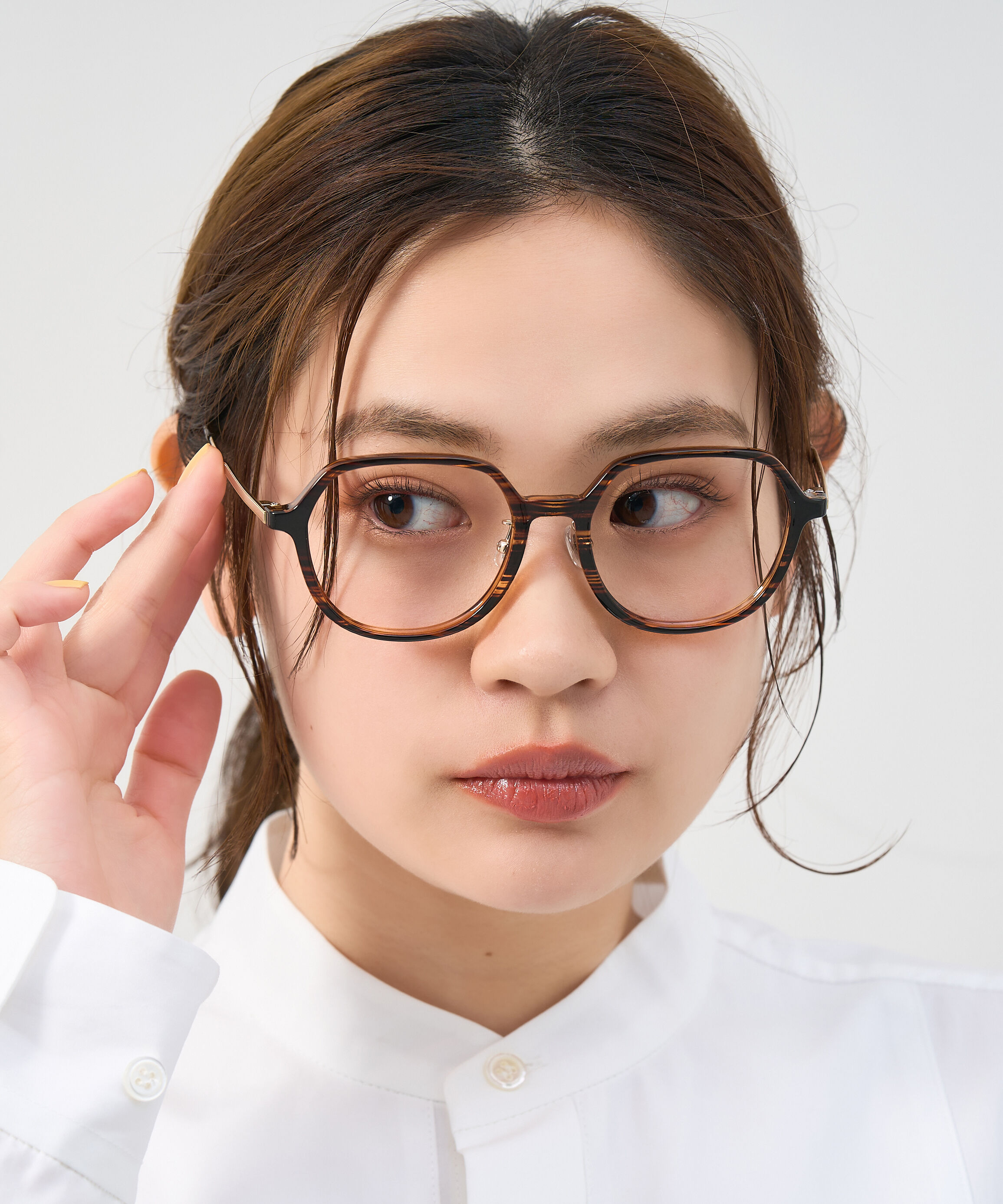  「ボストン型 メガネ｜メタルが高級感漂わすボストンフレーム 伊達メガネ 度付きメガネ レンズ交換券付き」|メガネ|ブラウン