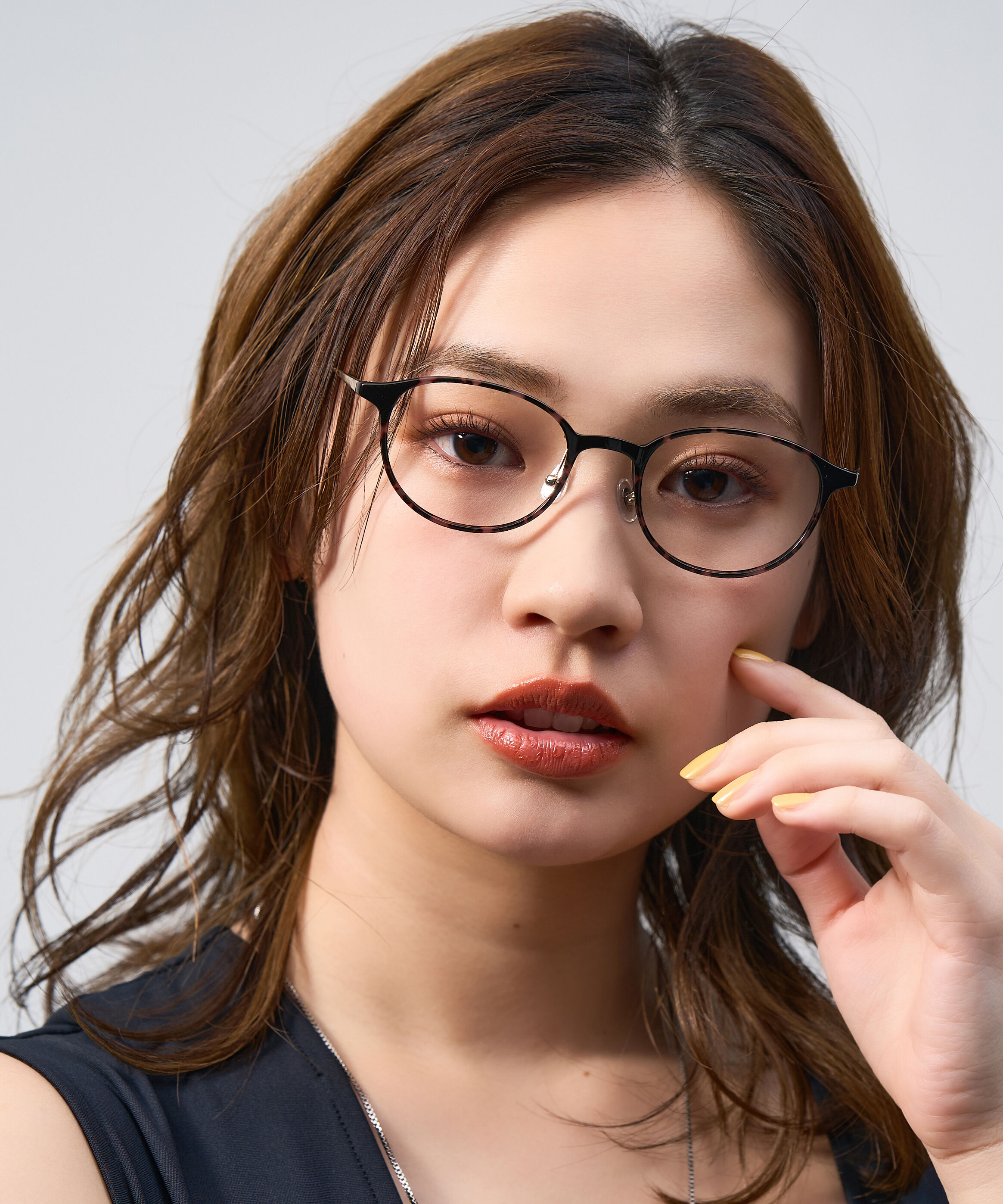  「ボストン型 軽量 メガネ｜ 軽量素材&times;チタン 大人可愛いメガネフレーム レンズ交換券付き」|メガネ|ブラウン系その他1