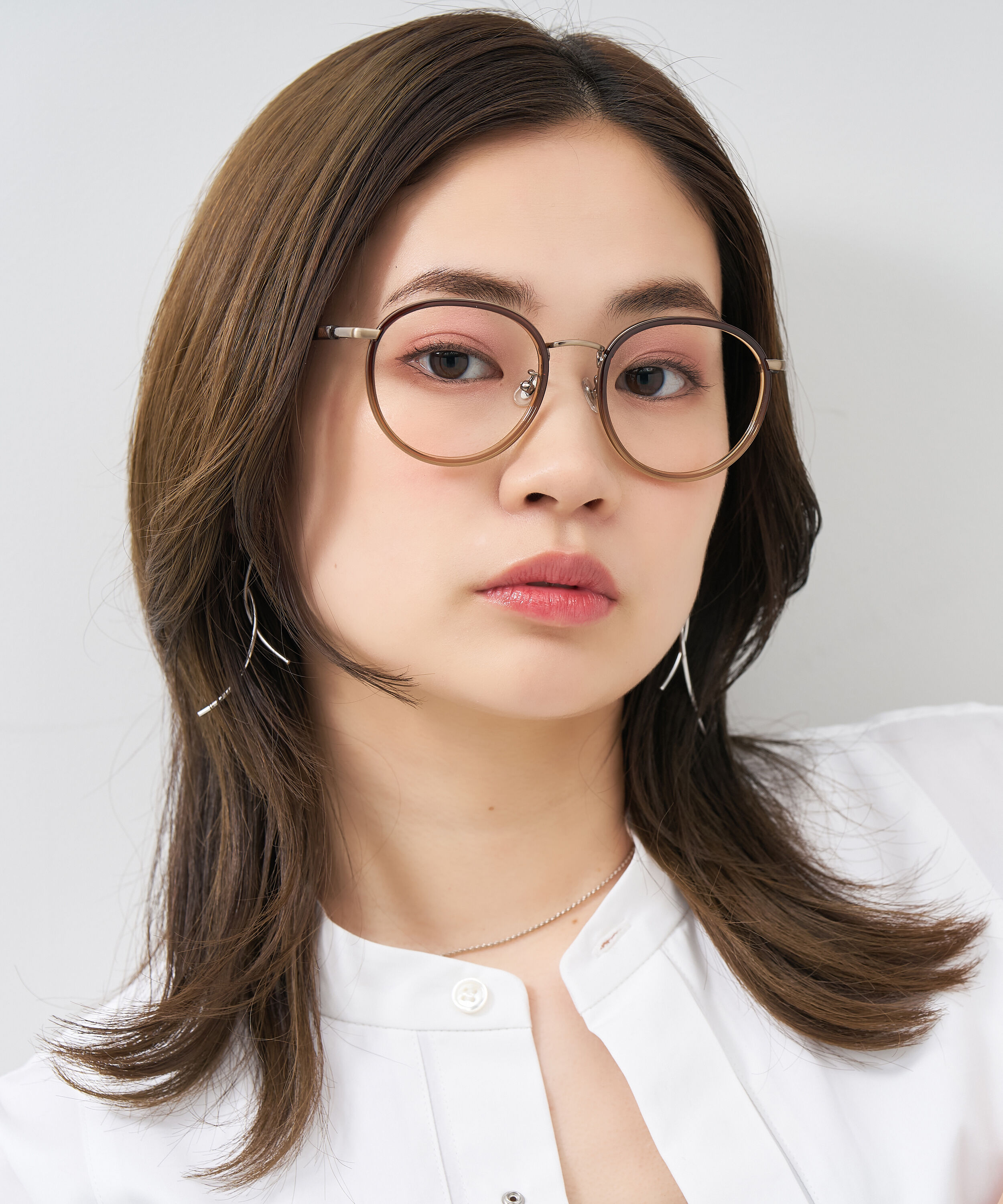  「[中顔面短縮みえメガネ]ボストン型 メガネ｜大きめサイズ 小顔効果 メタルフレーム レンズ交換券付」|メガネ|