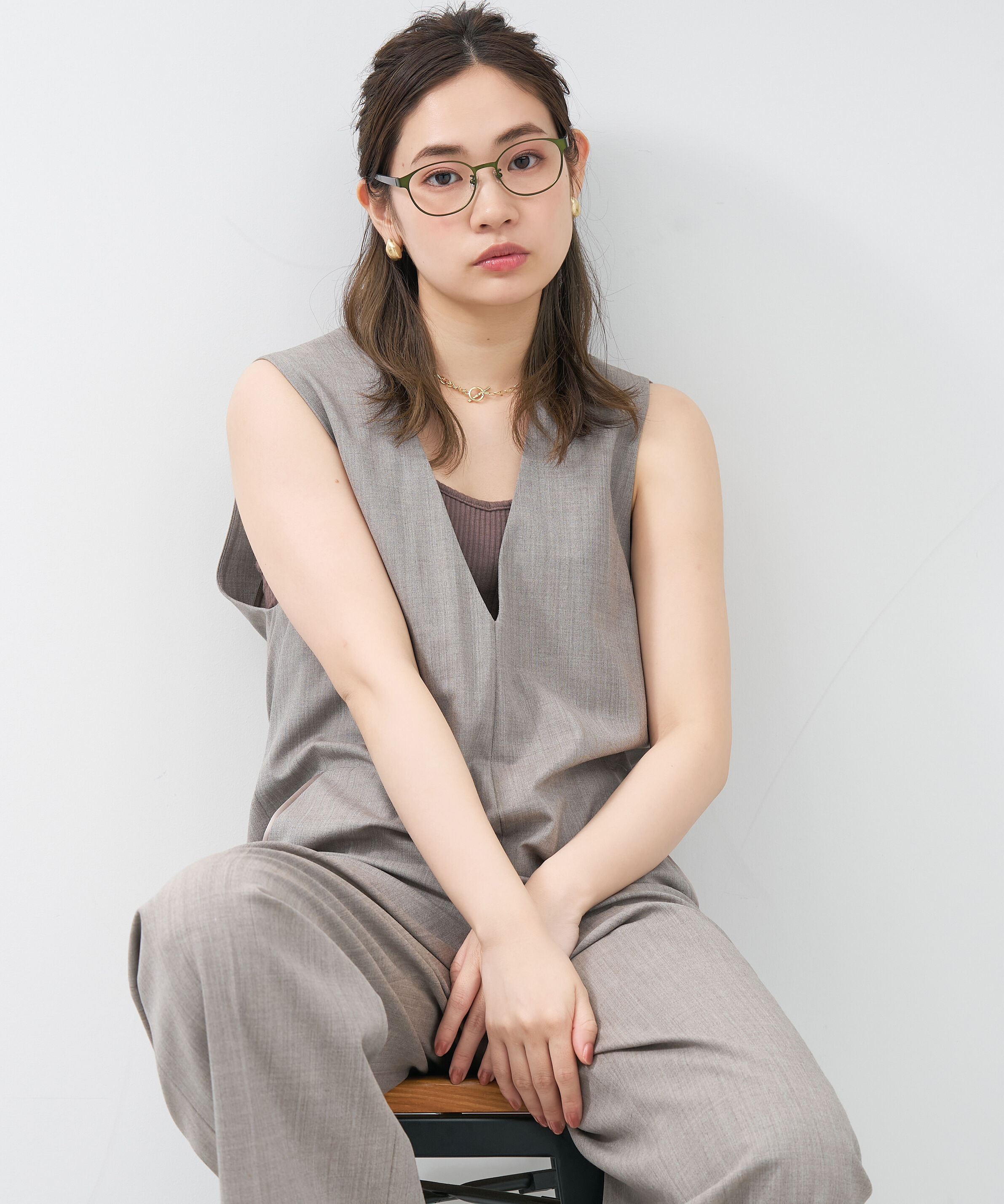  「ボストン型 大きめサイズ メガネ｜小顔効果 メタル&times;プラスチック 黒縁 レオパード柄 レンズ交換券付き」|メガネ|グリーン