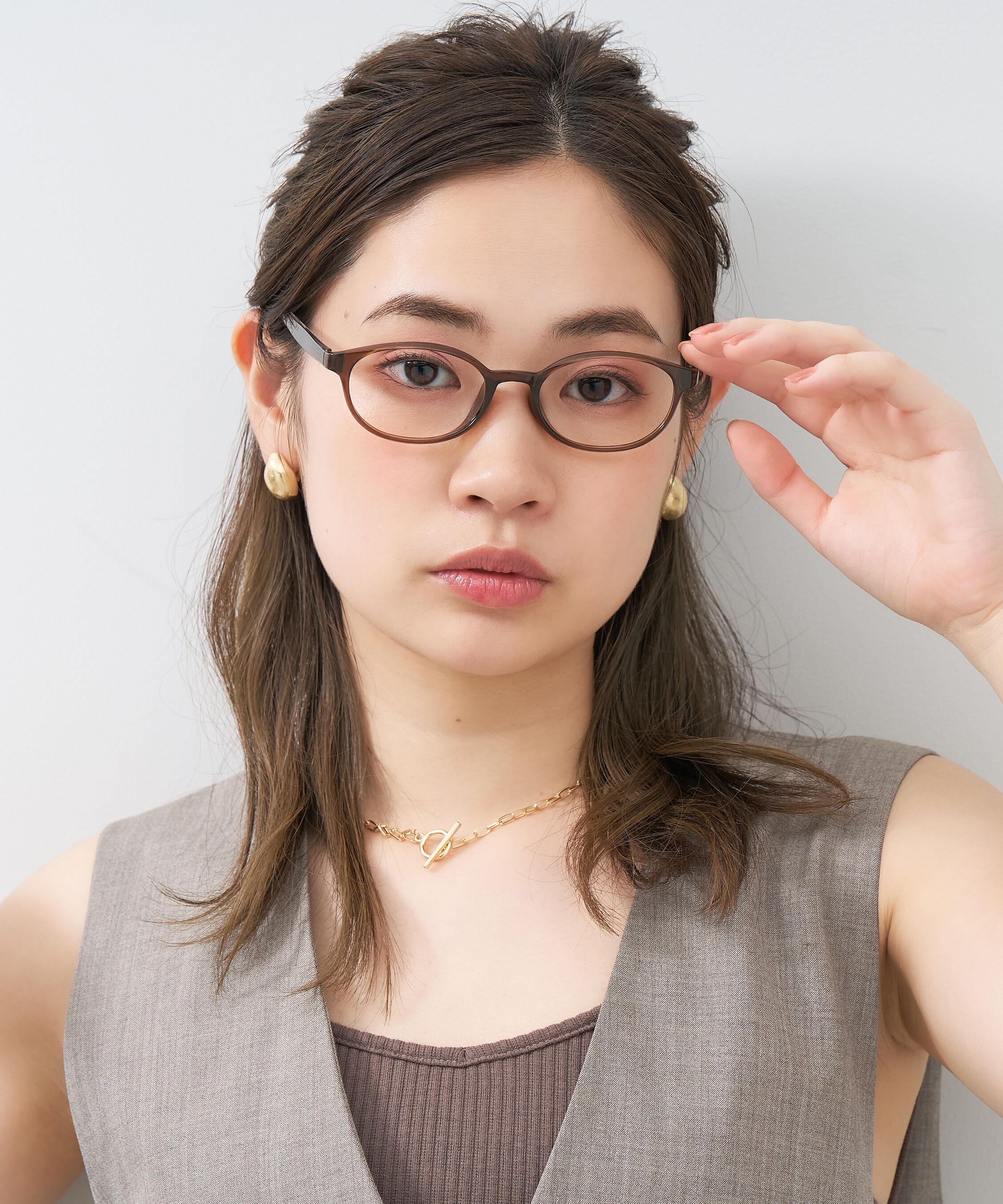  「オーバル型 メガネ｜黒縁 クリア ドット側 水玉 レンズ交換券付き 」|メガネ|