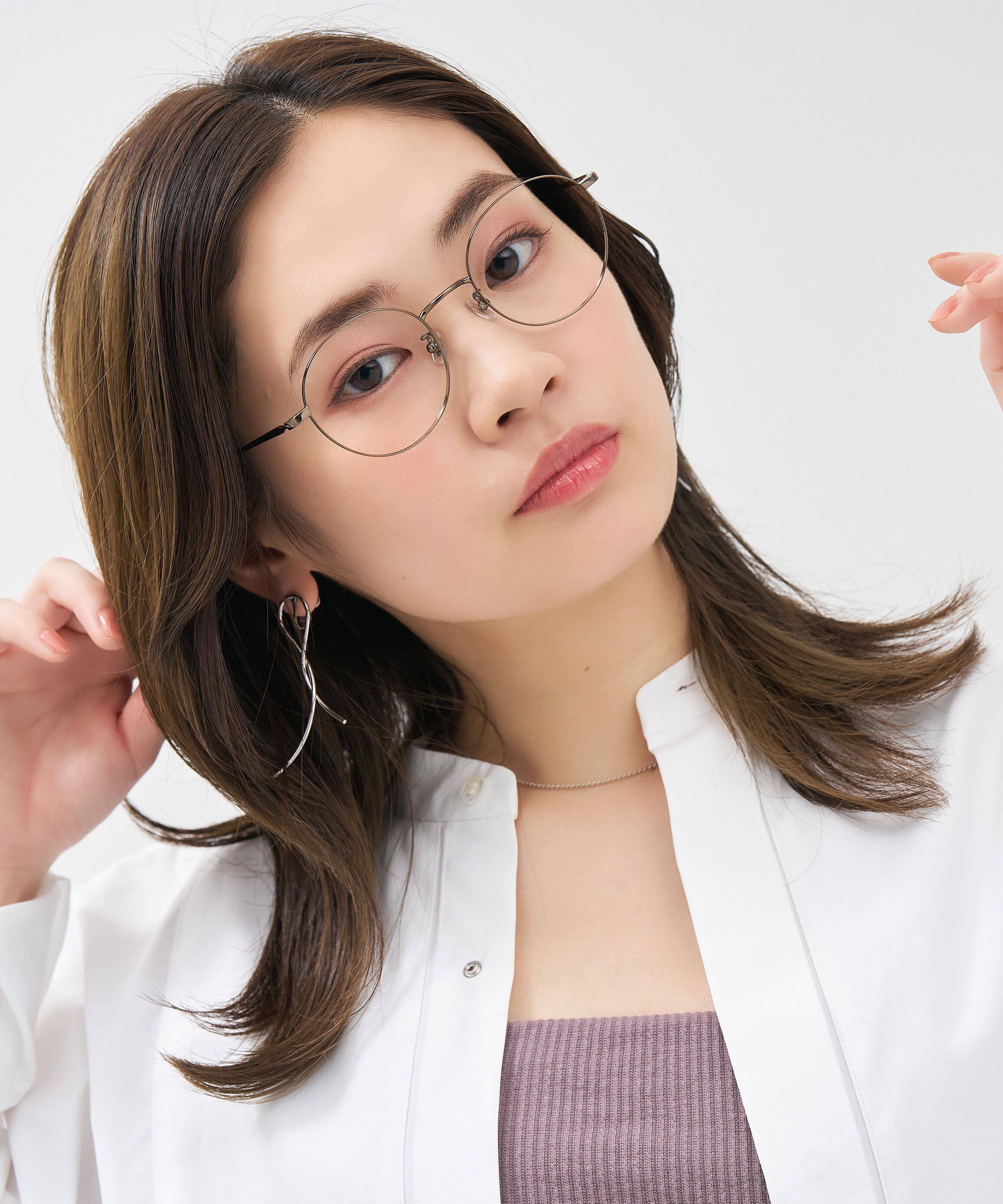  「ボストン型 華奢なラインで大人可愛い メガネ｜大きめサイズ 小顔効果 メタルフレーム レンズ交換券付き」|メガネ|ブラウン