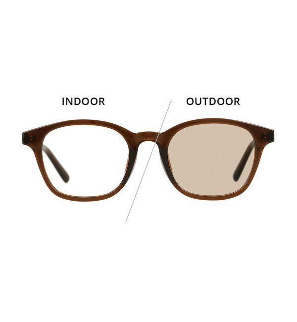  「【WEB限定】ウェリントン型 調光サングラス | カラーレンズ 軽量 紫外線対策 UVカット レンズの色が変わる」|サングラス|