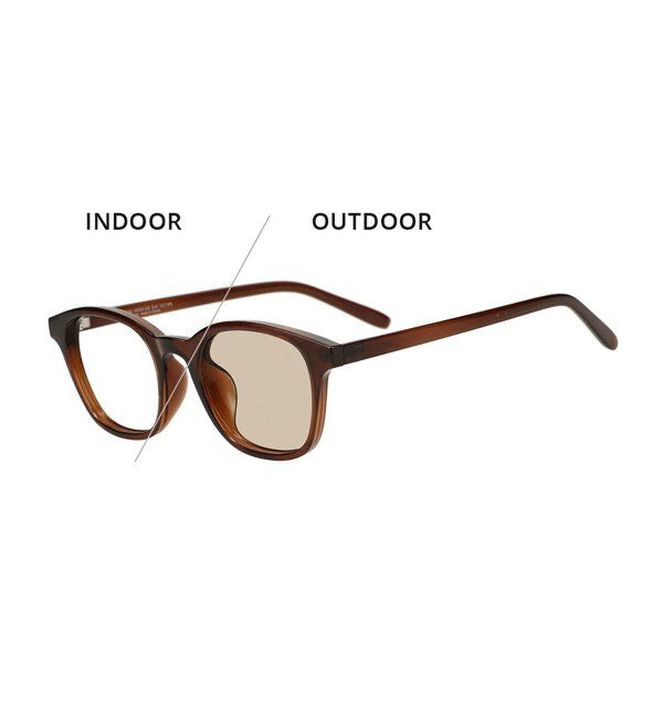  「【WEB限定】ウェリントン型 調光サングラス | カラーレンズ 軽量 紫外線対策 UVカット レンズの色が変わる」|サングラス|