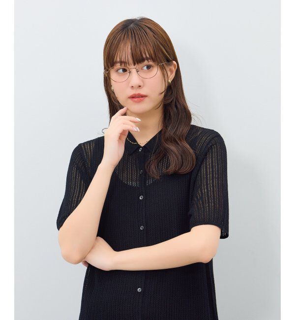  「オーバル型 メガネ | メタル 大人可愛い 伊達メガネ レディース レンズ交換券付」|メガネ|薄ブラウン