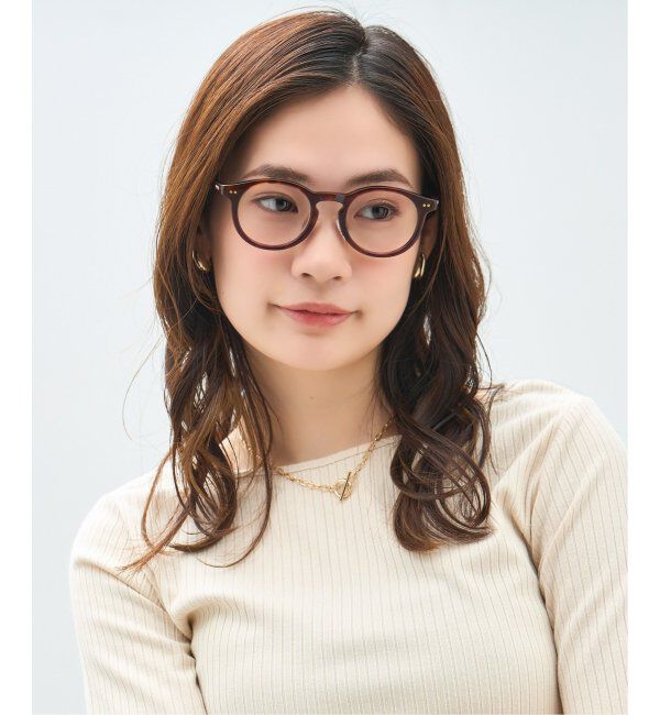  「Zoff｜Kirimaru ボストン型 メガネ   伊達メガネ｜うねうね 波型 小顔効果 レンズ交換券付」|メガネ|茶系デミ