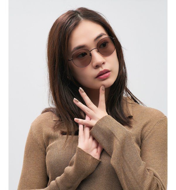  「SUNCUTGlasses/UV100%CUT ボストン型 サングラス メタルフレーム｜UVカット 紫外線対策｜ユニセックス__」|サングラス|薄ブラウン