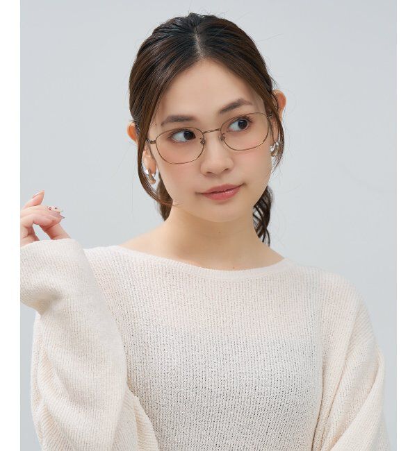  「ウェリントン型 メガネ | 四角 小顔効果 チタン 軽量 メタル 伊達・度付き Zoff  レンズ交換券付」|メガネ|薄ブラウン