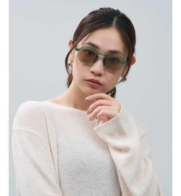  「SUNCUTGlasses/UV100%CUT ボストン型 サングラス [度無し専用] クラウンパント 紫外線対策 UVカット」|サングラス|濃グリーン