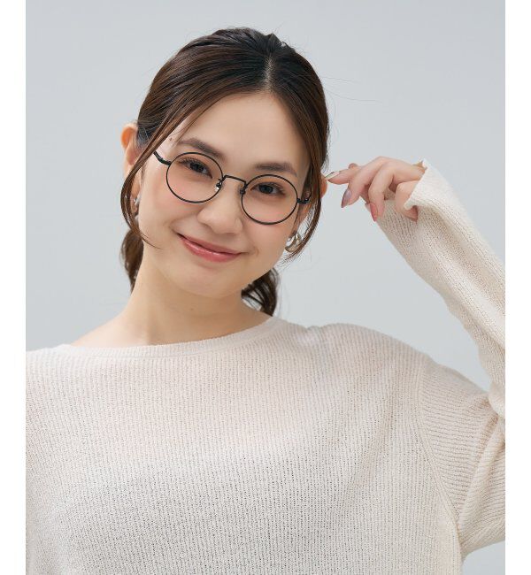  「ラウンド型 メガネ | 丸型 チタン 軽量 メタル 伊達・度付き ユニセックス Zoff  レンズ交換券付」|メガネ|ブラック系その他