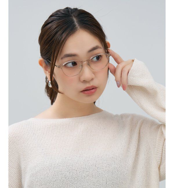  「ボストン型 メガネ | チタン TR素材 軽量 メタル 伊達・度付き 大人可愛い Zoff  レンズ交換券付」|メガネ|ブラウン