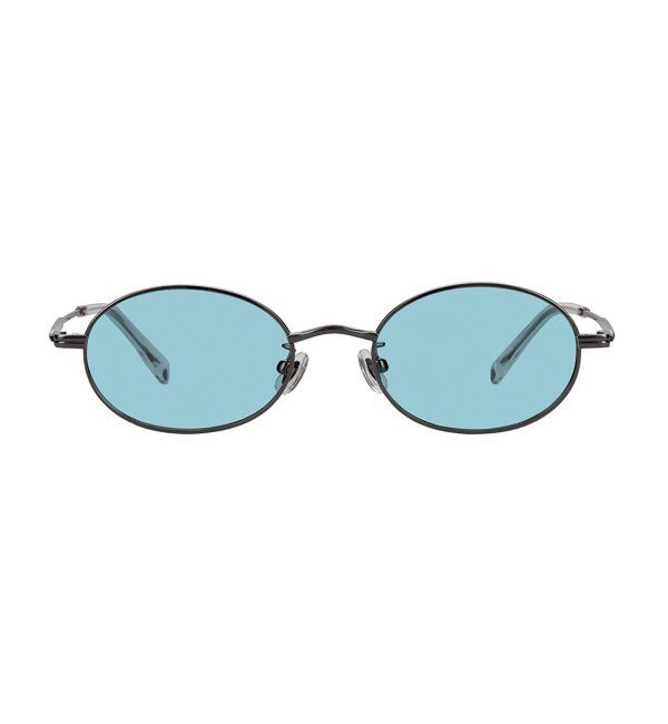  「SUNCUTGlasses/UV100%CUT オーバル型 サングラス [度無し専用] 横長 メタル 紫外線対策 UVカット」|サングラス|