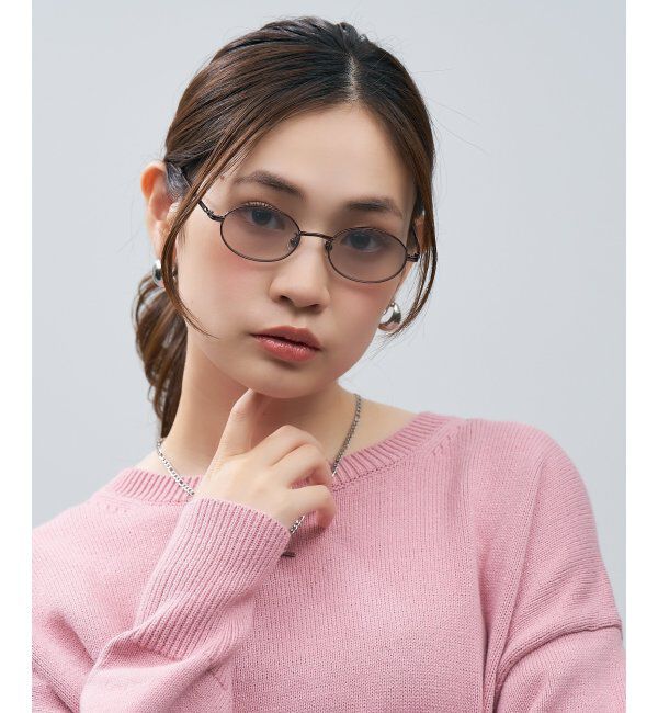  「SUNCUTGlasses/UV100%CUT オーバル型 サングラス [度無し専用] 横長 メタル 紫外線対策 UVカット」|サングラス|