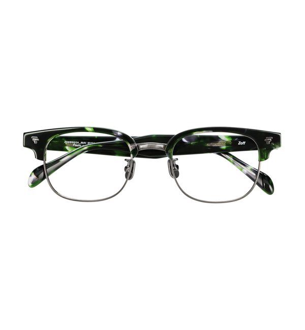  「[東海オンエア としみつさんコラボ] Zoff | TOSHIMITSU メガネ | 伊達メガネ 度付き レンズ交換券付」|メガネ|グリーン