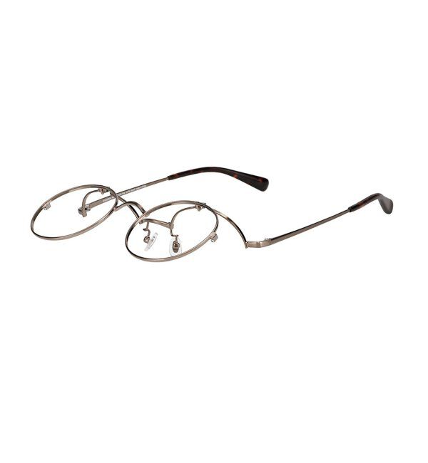  「丸型 跳ね上げ式メガネ（フリップアップ）眼鏡の上から 伊達めがね 度付き 度なし レンズ交換券付」|メガネ|薄ブラウン1