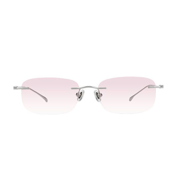  「SUNCUTGlasses/UV100%CUT リムレス 横長 サングラス | チタン [度無し専用] カラー 紫外線対策 UVカット」|サングラス|シルバー