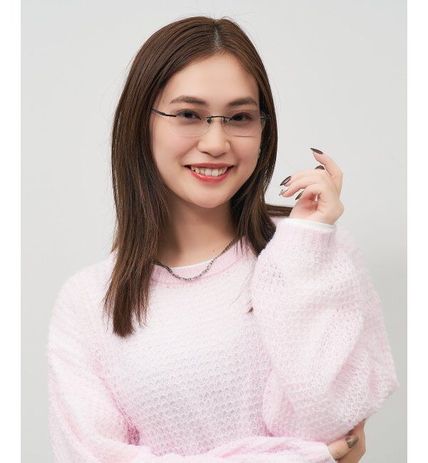  「SUNCUTGlasses/UV100%CUT リムレス 横長 サングラス | チタン [度無し専用] カラー 紫外線対策 UVカット」|サングラス|