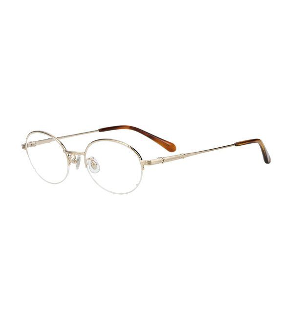  「オーバル ハーフリム メガネ | メタルフレーム 眼鏡 伊達メガネ 度付き 度なし レンズ交換券付」|メガネ|