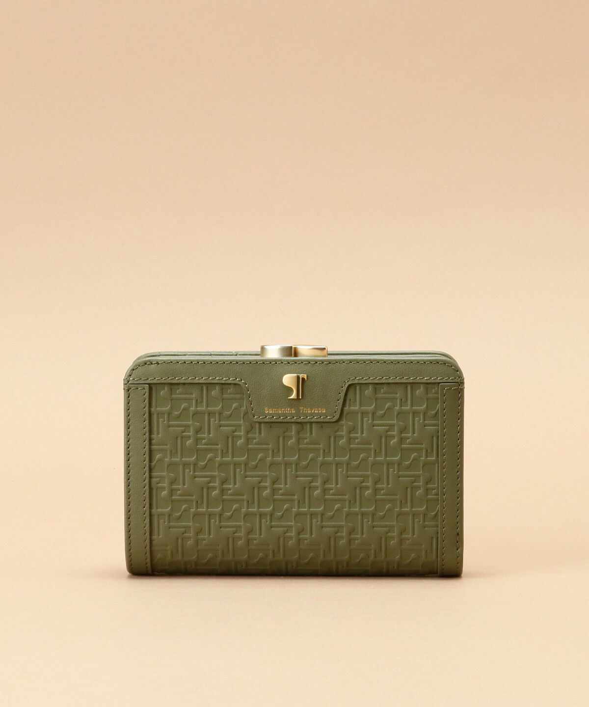 Samantha Thavasa「Pomme d'espoir ポムディスポワール 型押し口金折財布」|財布|カーキ