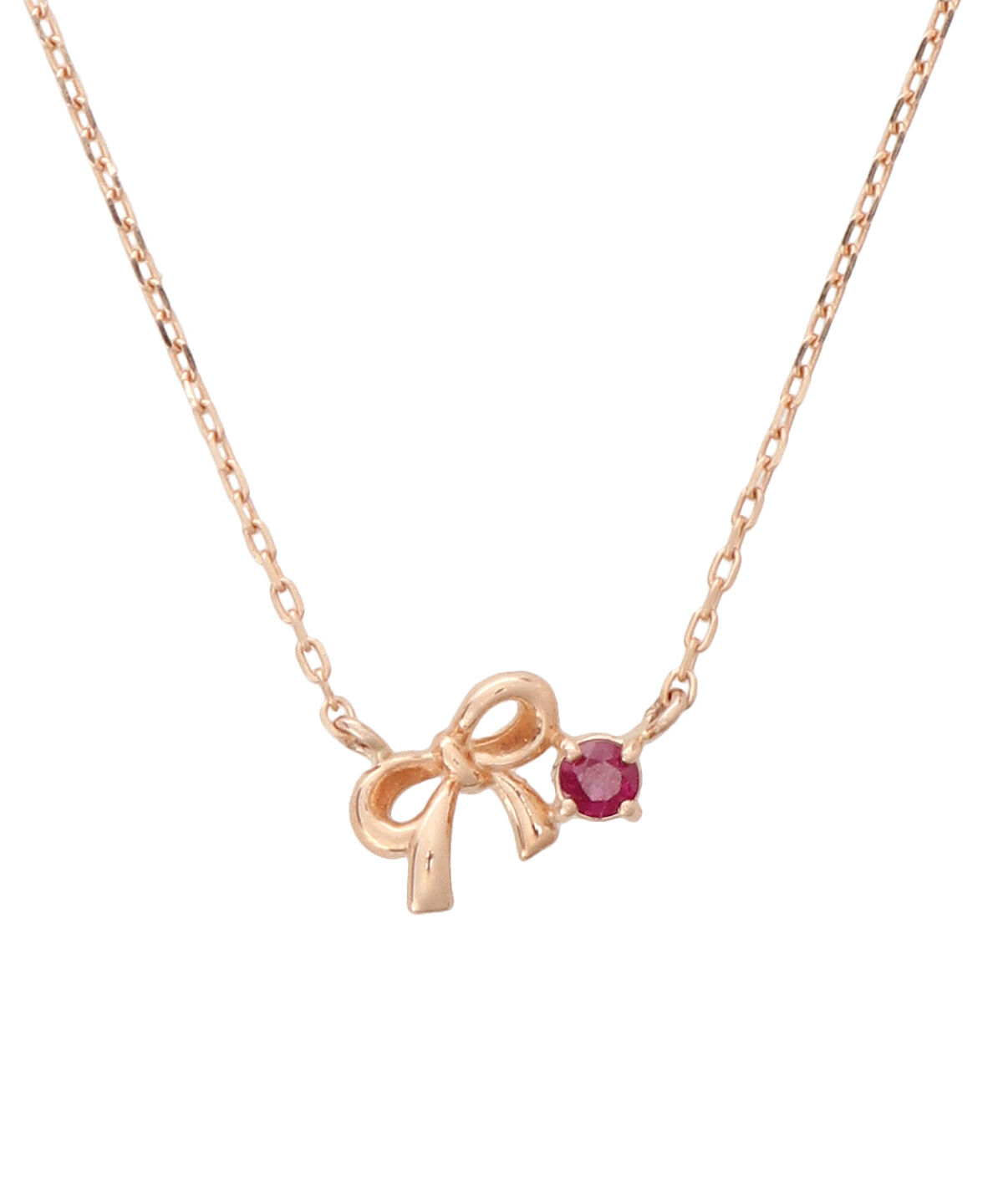 Samantha Tiara「K10 PG リボンモチーフネックレス≪7月 誕生石≫」|ネックレス|K10 PG
