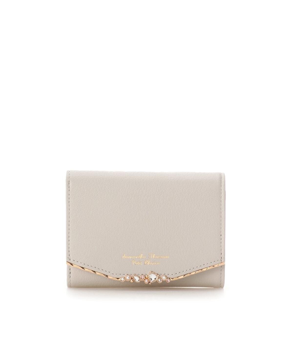 Samantha Thavasa Petit Choice「ハートジュエルバー 折財布」|財布|グレージュ